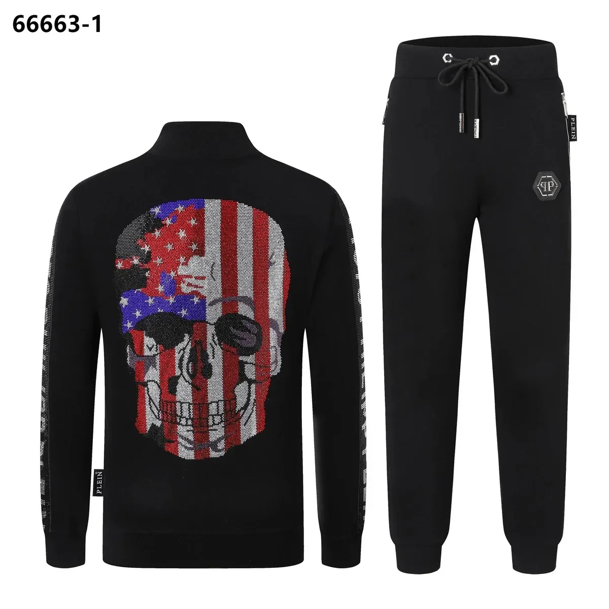 Philipp Plein Philipp Plein Skull American Flag Tracksuit Set Black Black - 1