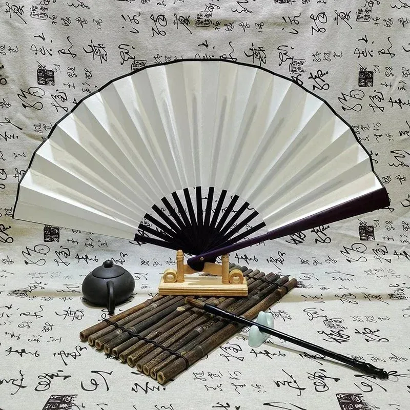 Other Traditional Folding Fan with Wooden Stand White - 1