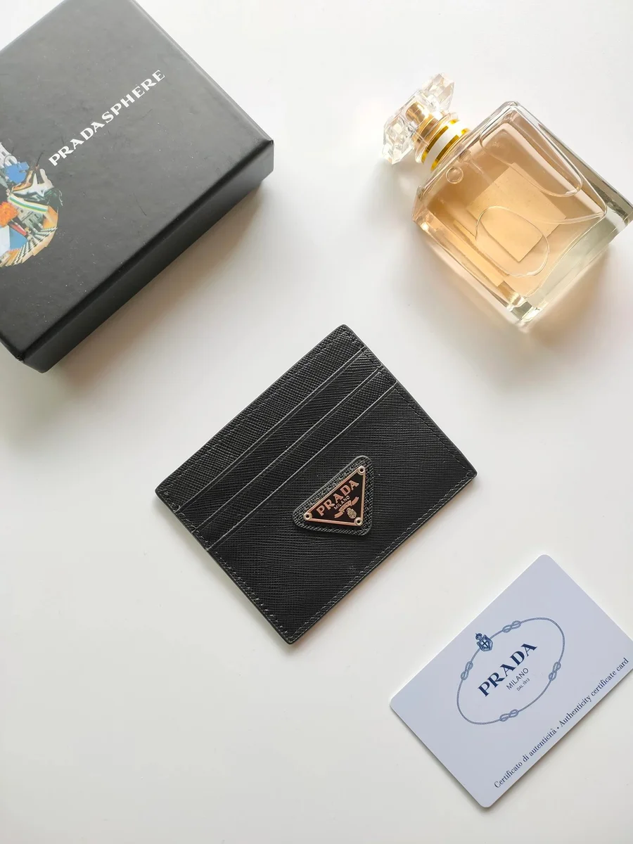 Prada Prada Black Saffiano Leather Card Holder Black - 1