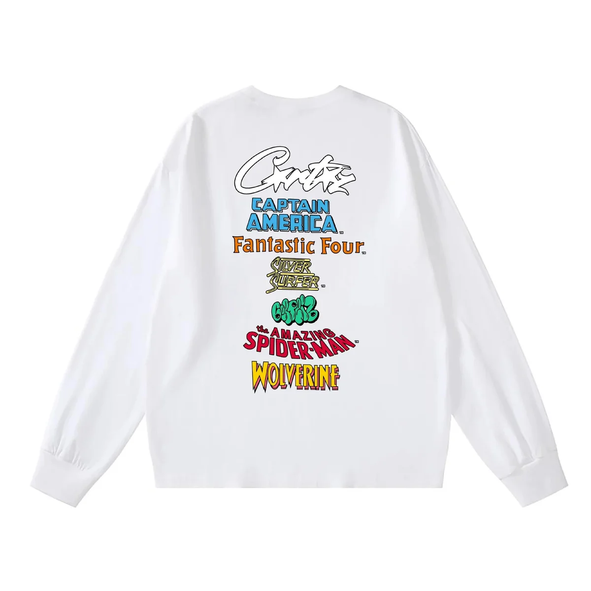 Other White Graphic Long Sleeve T-Shirt with Marvel Characters White - 1