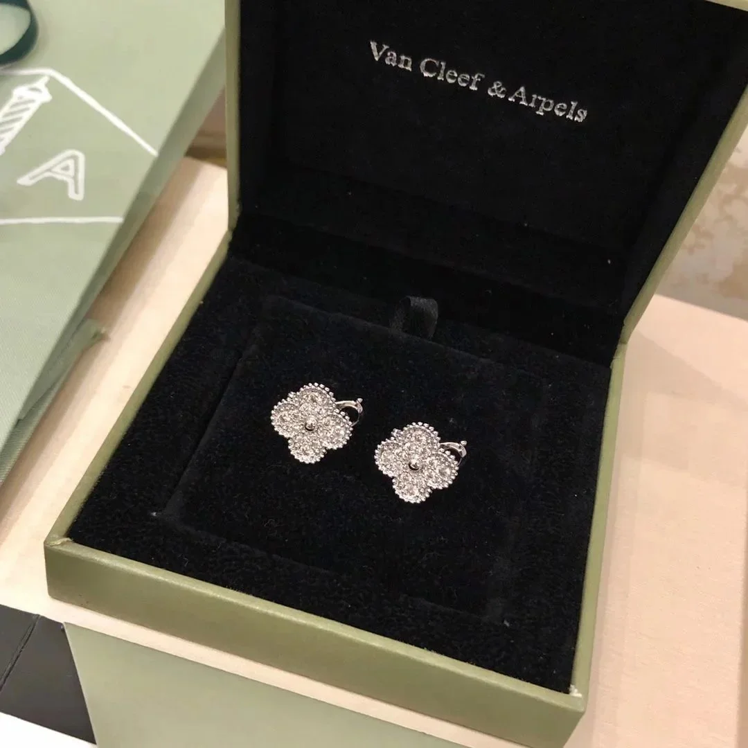 Van Cleef & Arpels Van Cleef & Arpels Alhambra Diamond Stud Earrings Silver - 1