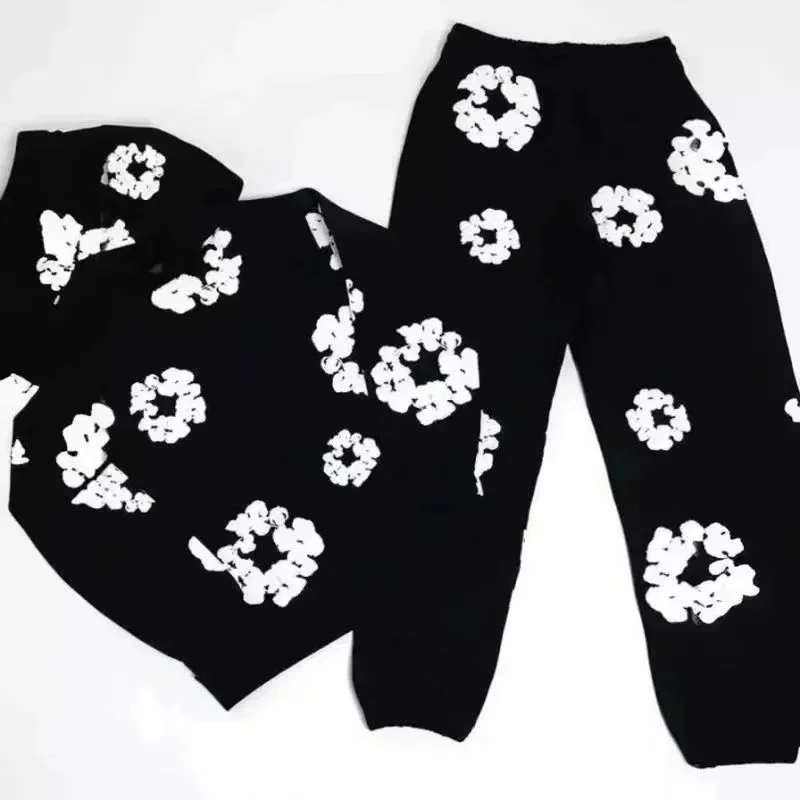 Other Co-ord Set with White Floral Print on Black Black - 1