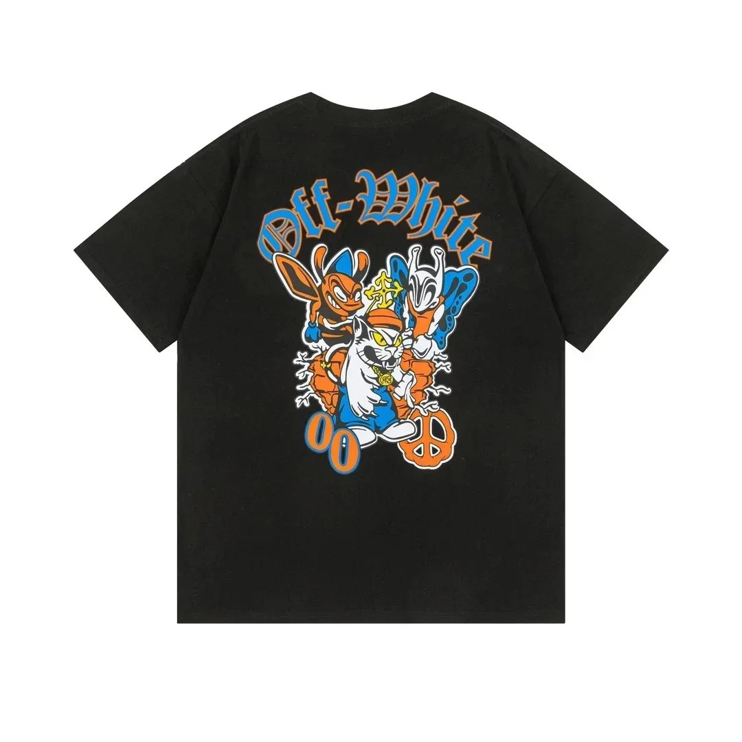 Off-White Off-White Out Of Office Black Cartoon Print T-Shirt Black - 1