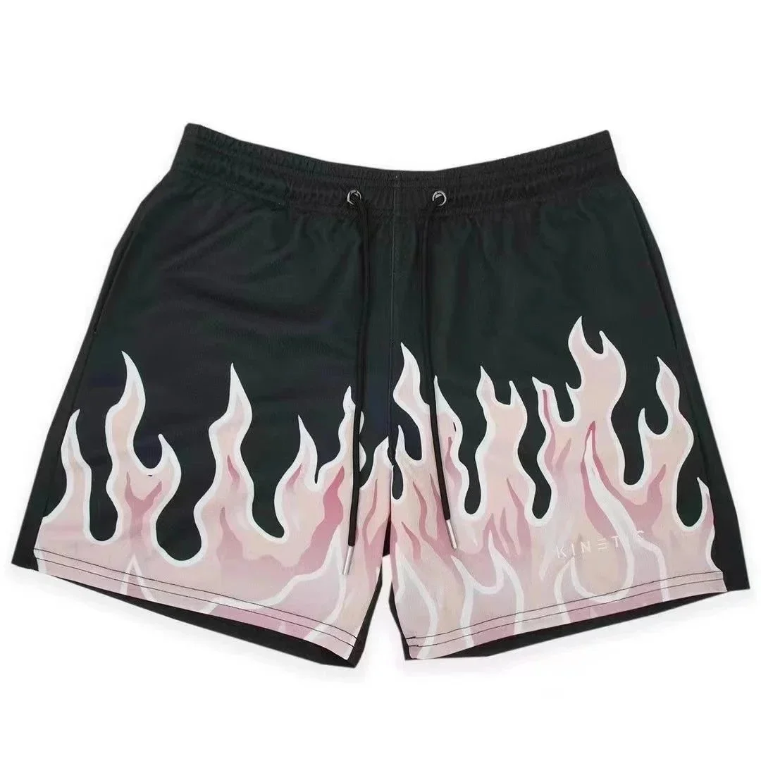 Other Flame Print Shorts Black/Pink Casual Black - 1
