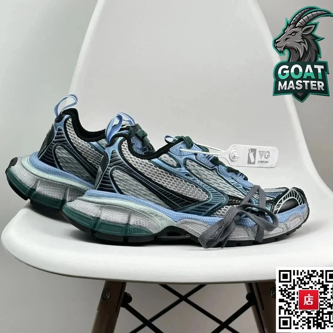 Other Unisex Blue & Grey Mesh Sneakers with Chunky Sole Blue - 1