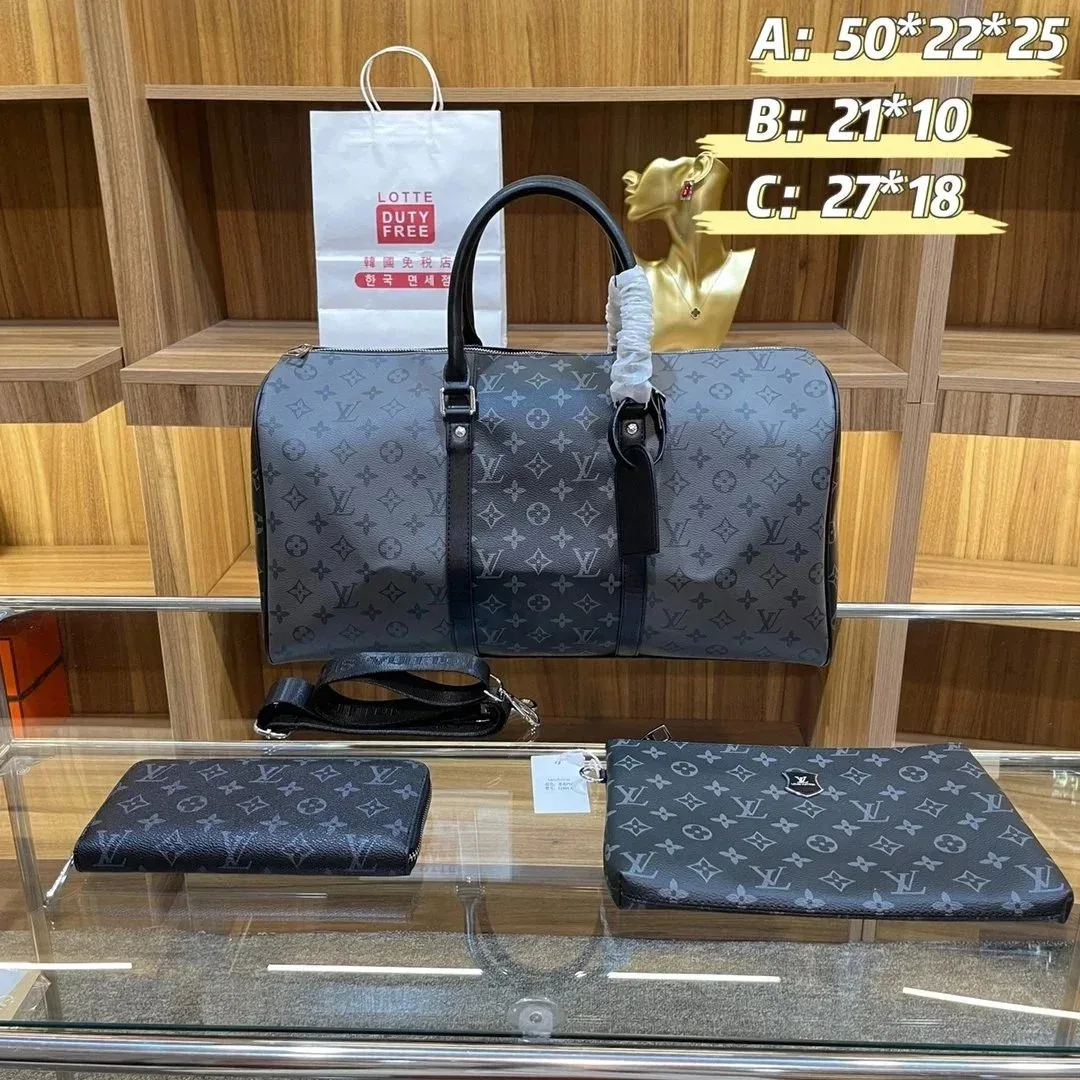 Louis Vuitton Louis Vuitton Keepall Monogram Travel Bag Set Grey