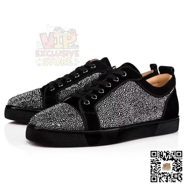 Christian Louboutin Christian Louboutin Louis Black Crystal Sneakers Black - 1