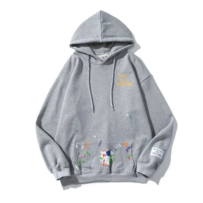 Other Unisex Grey Paint Splatter Hoodie Grey - 1