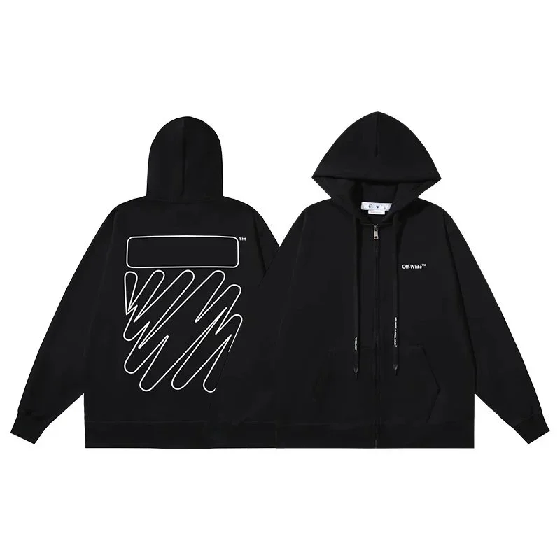Off-White Off-White Out Of Office Black Zip-Up Hoodie Black - 1