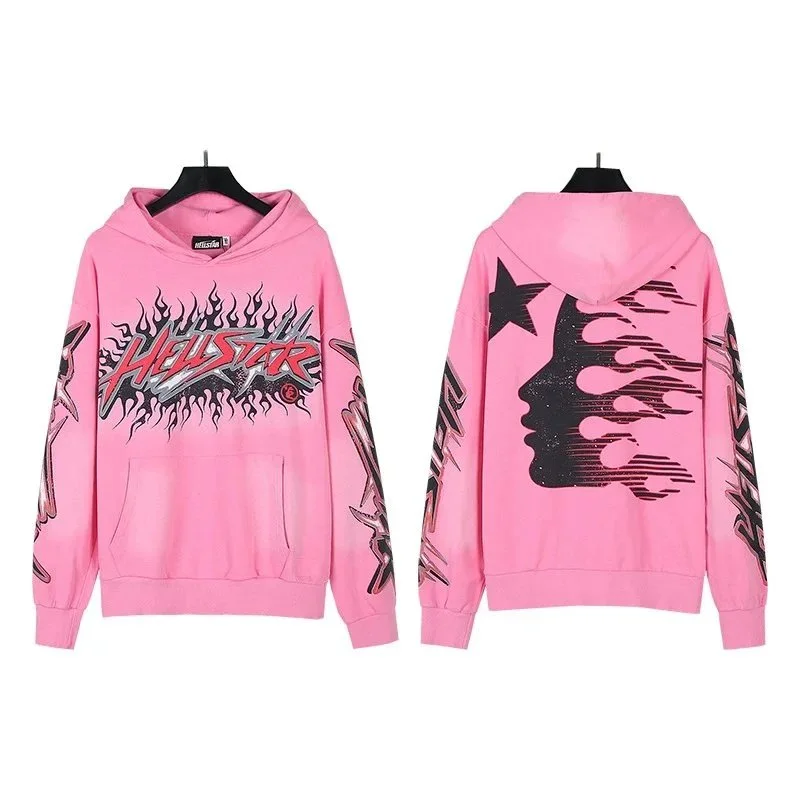 Hellstar Hellstar Pink Flame Graphic Hoodie Pink - 1