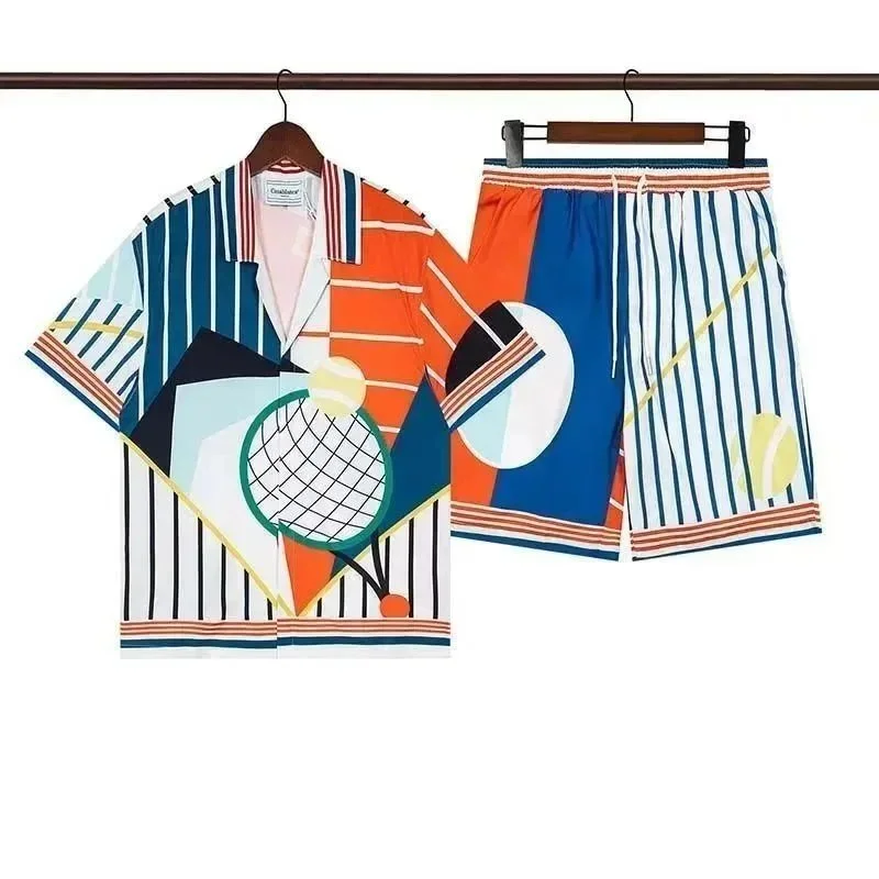 Other Unisex Tennis Print Co-ord Set in Striped Design Multicolor - 1