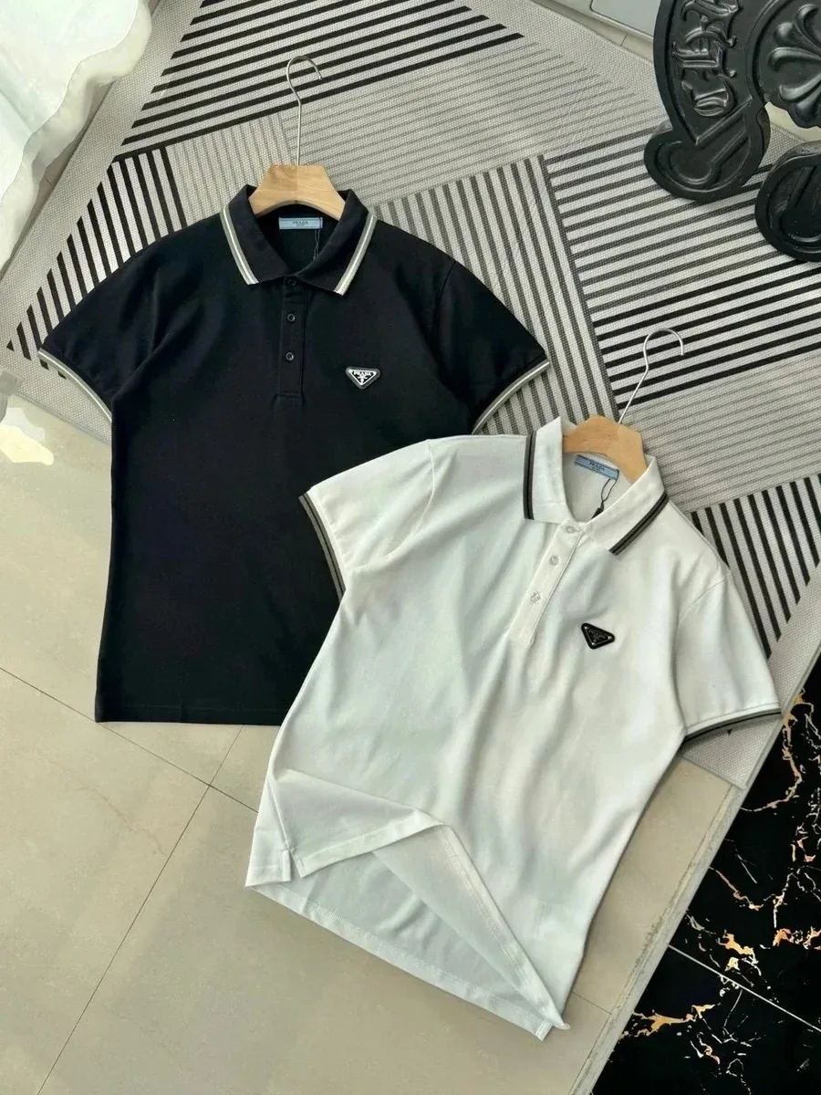 Prada Prada Triangle Logo Polo Shirt Black/White Black - 1
