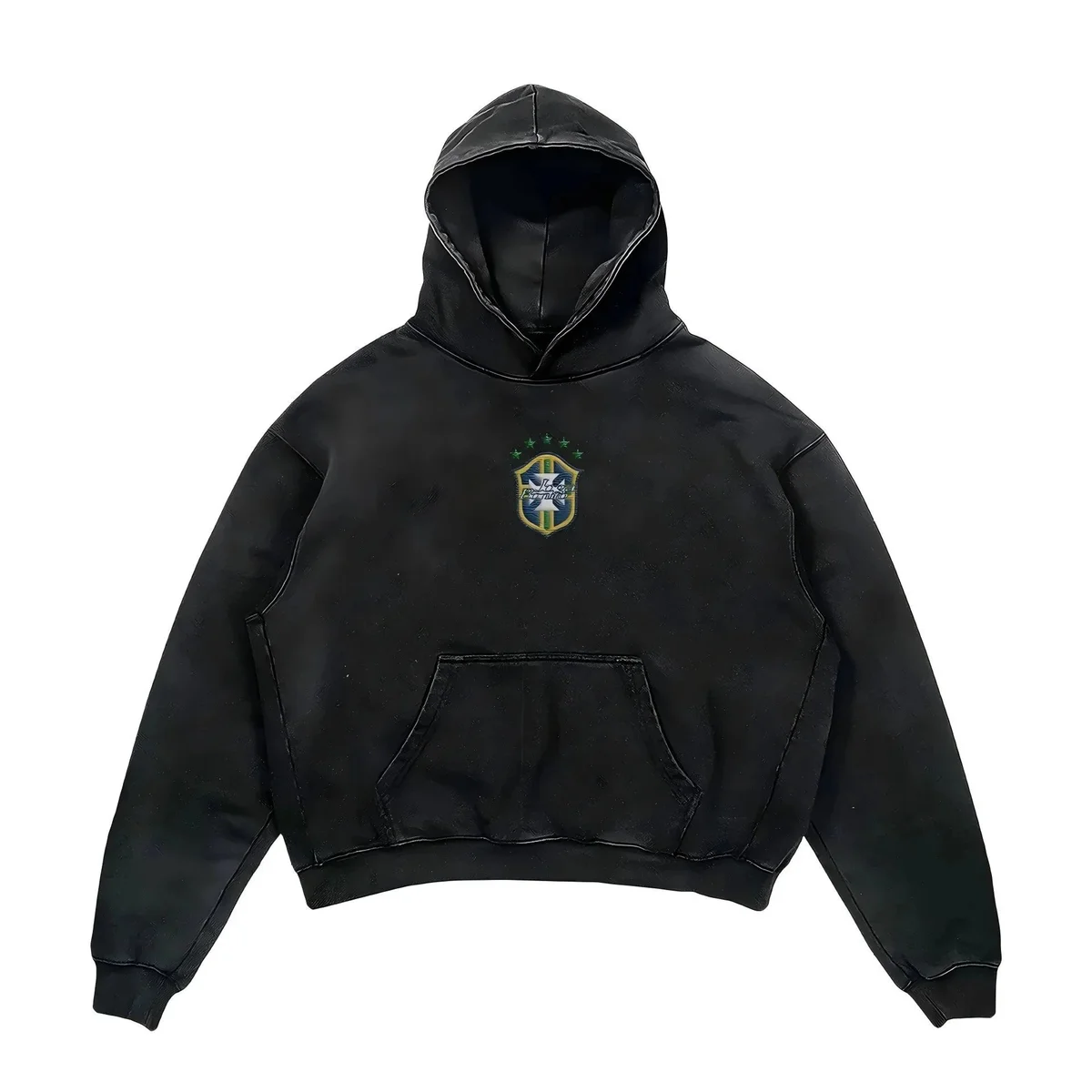 Other Black Oversized Hoodie with Embroidered Crest Black - 1