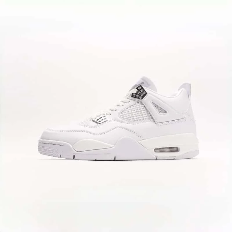 Jordan Air Jordan Air Jordan 4 White Leather Sneakers White - 1