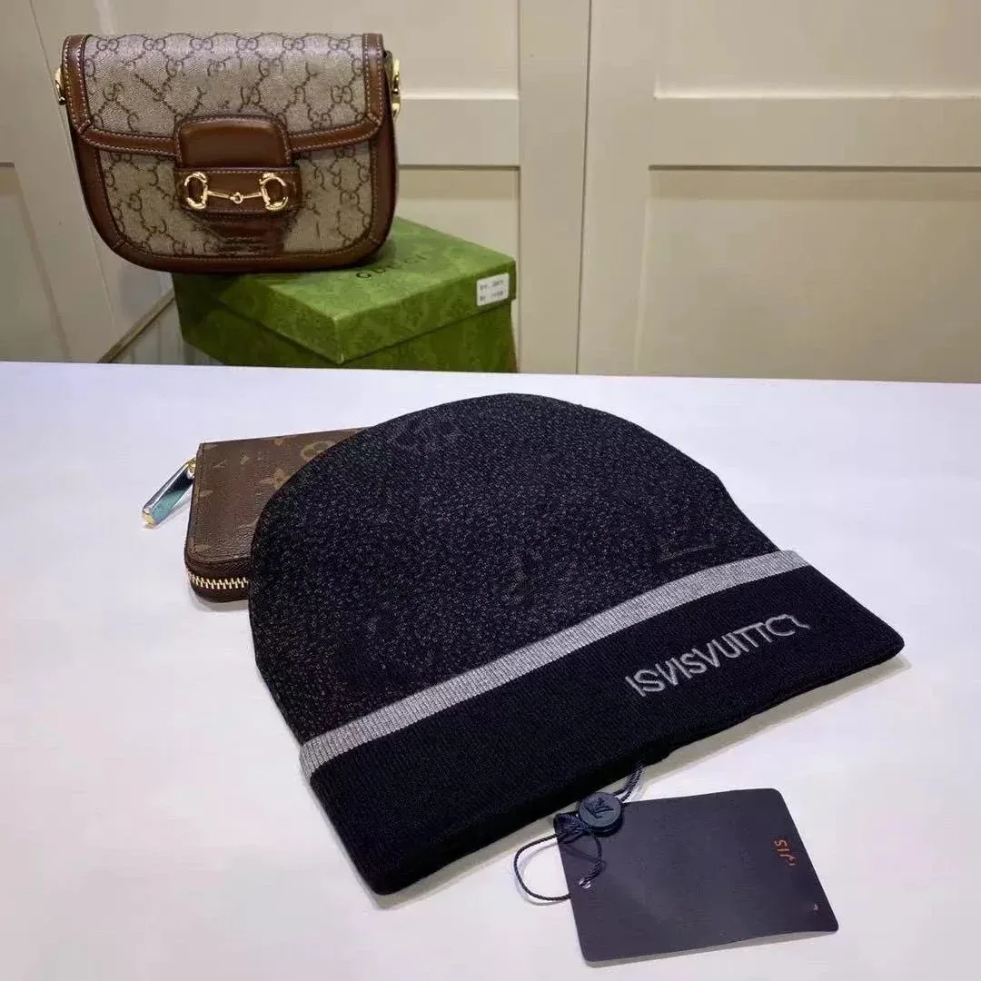 Louis Vuitton Beanie Black Logo Headwear