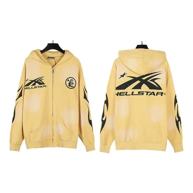 Hellstar Hellstar Yellow Flame Zip-Up Hoodie Yellow - 1