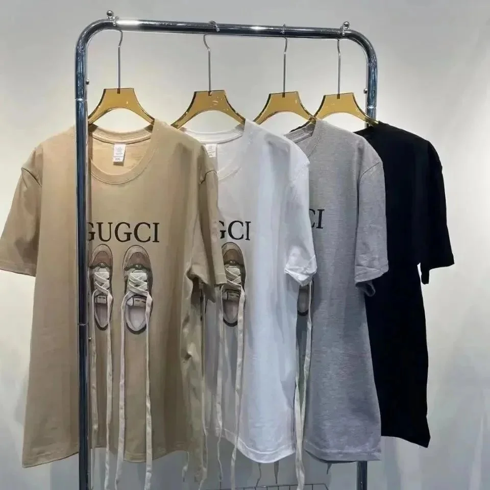 Gucci Gucci Logo Print T-Shirt in Beige, White, Grey, Black Black - 1