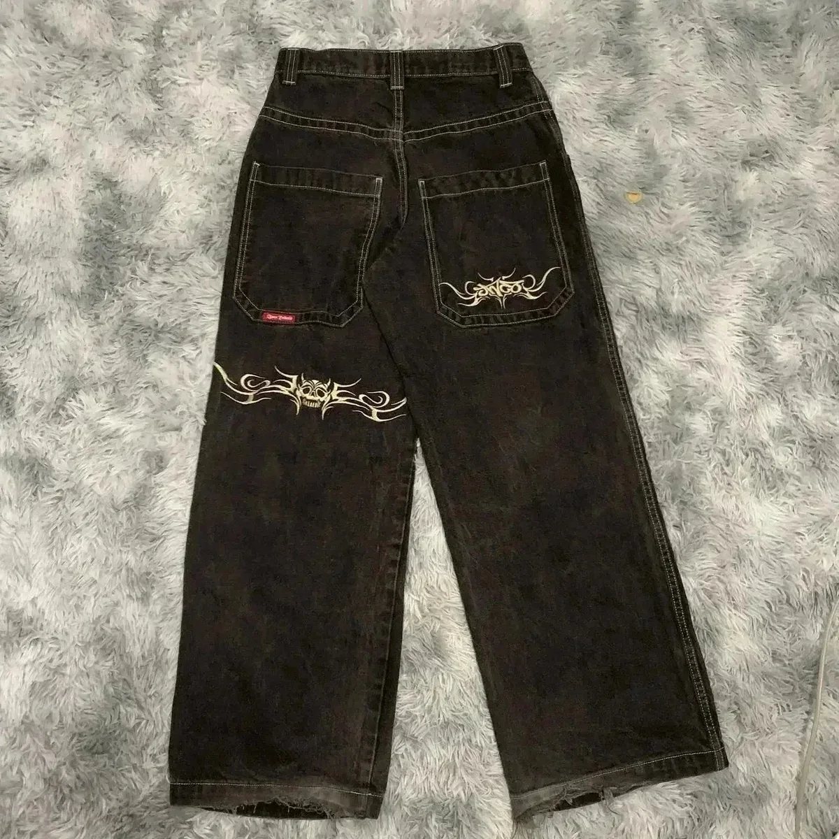 Other Dark Denim Jeans with Tribal Embroidery Black - 1