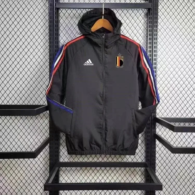 Adidas Adidas Black Jacket with Club Crest Hooded Windbreaker Black - 1