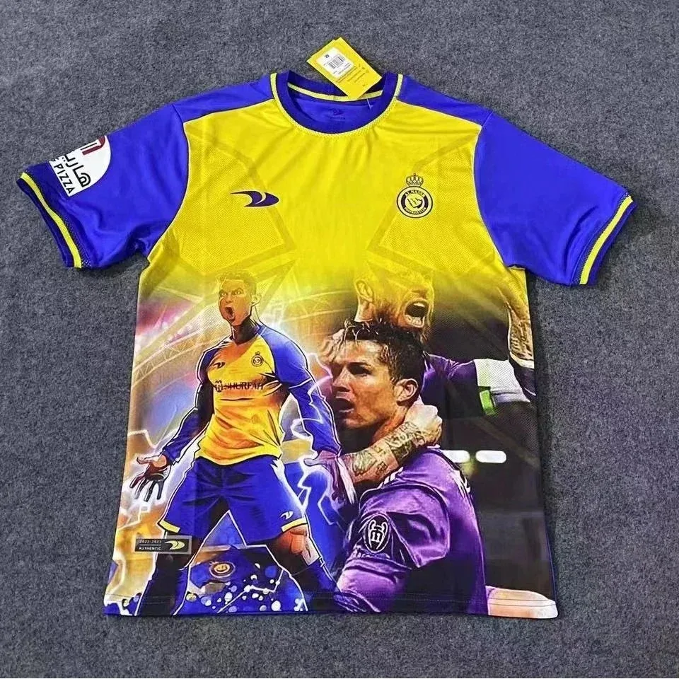 Other Cristiano Ronaldo Jersey Yellow & Blue Soccer Shirt Yellow - 1