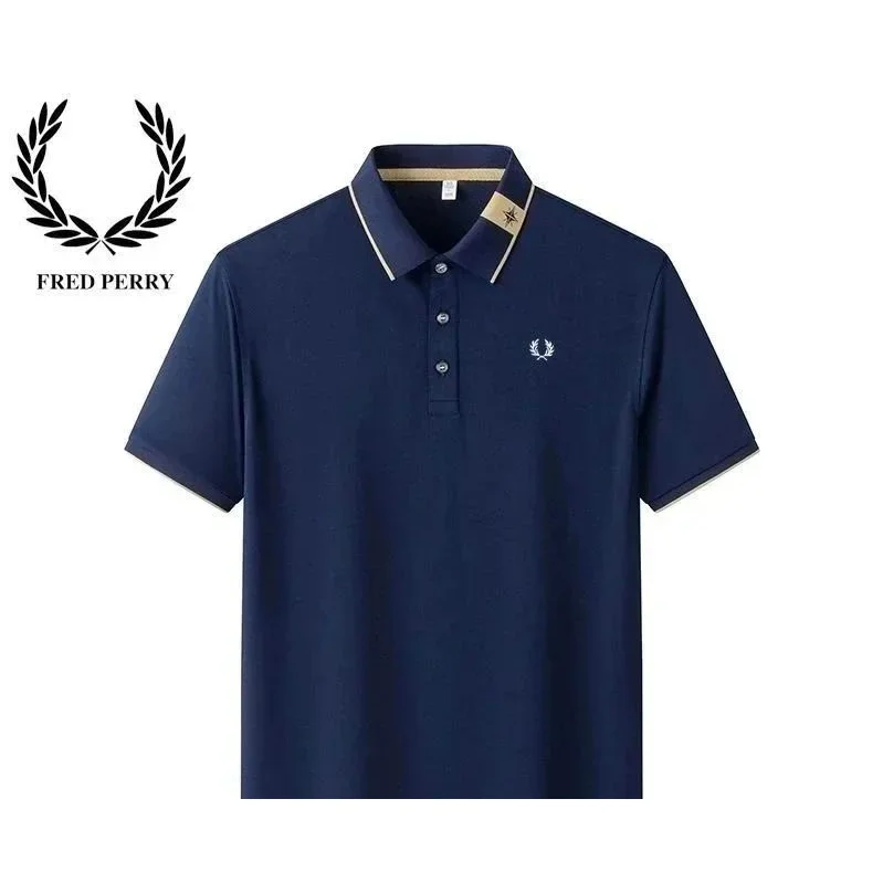 Fred Perry Fred Perry Navy Polo Shirt with Embroidered Laurel Wreath Navy - 1