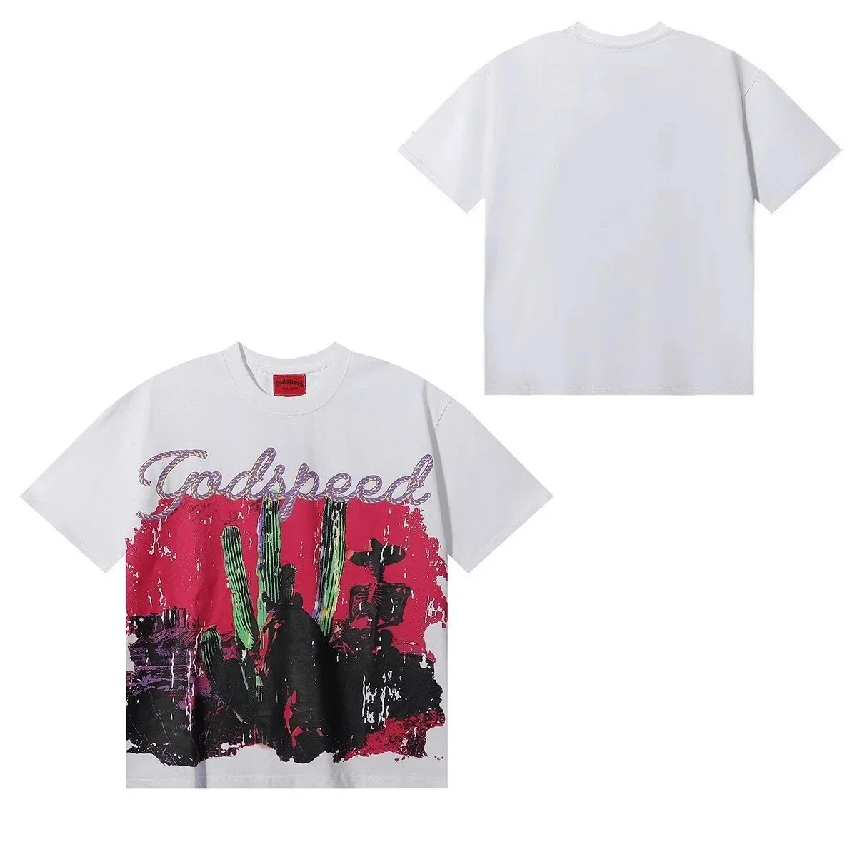 Godspeed Godspeed White Cactus Print T-Shirt White - 1