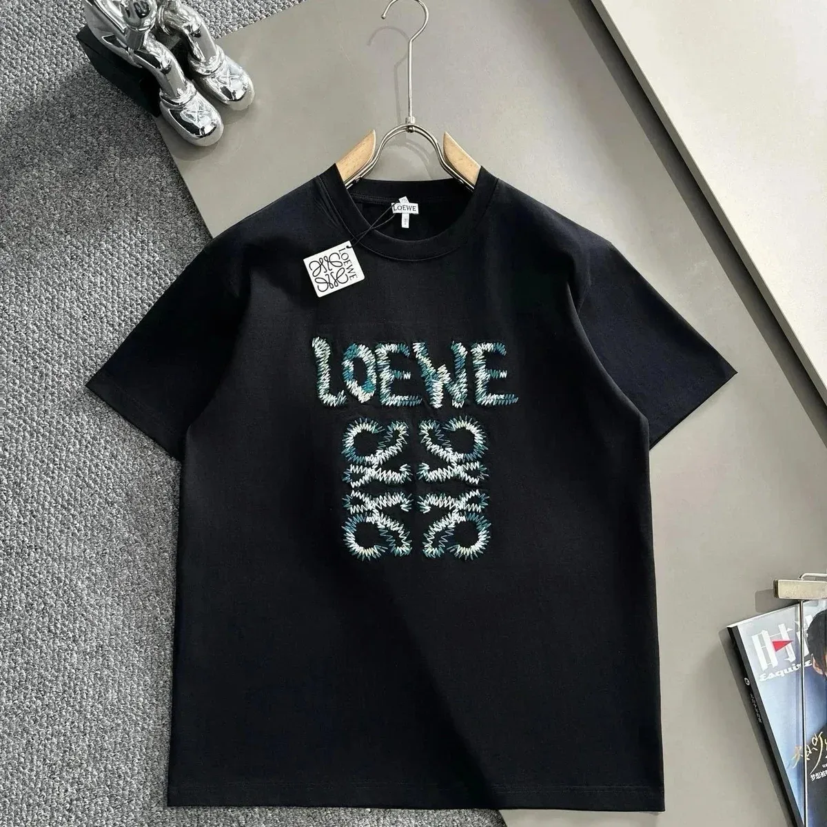 Loewe Loewe Embroidered Logo Black T-Shirt Black - 1