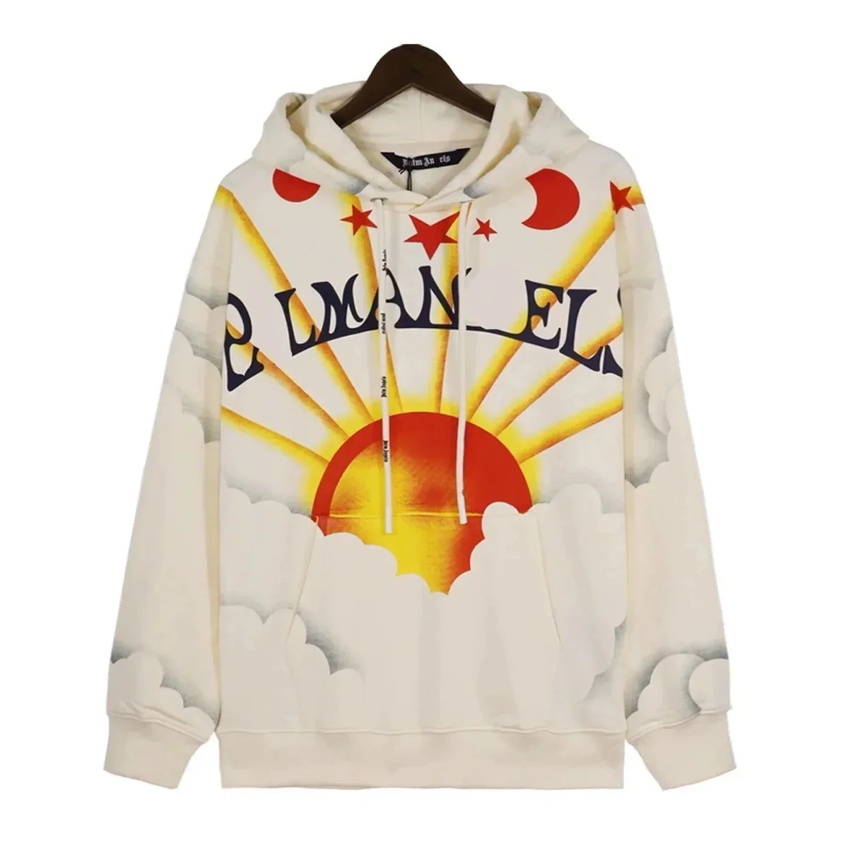 Palm Angels Palm Angels Bear Sun Print Hoodie Cream Cream - 1