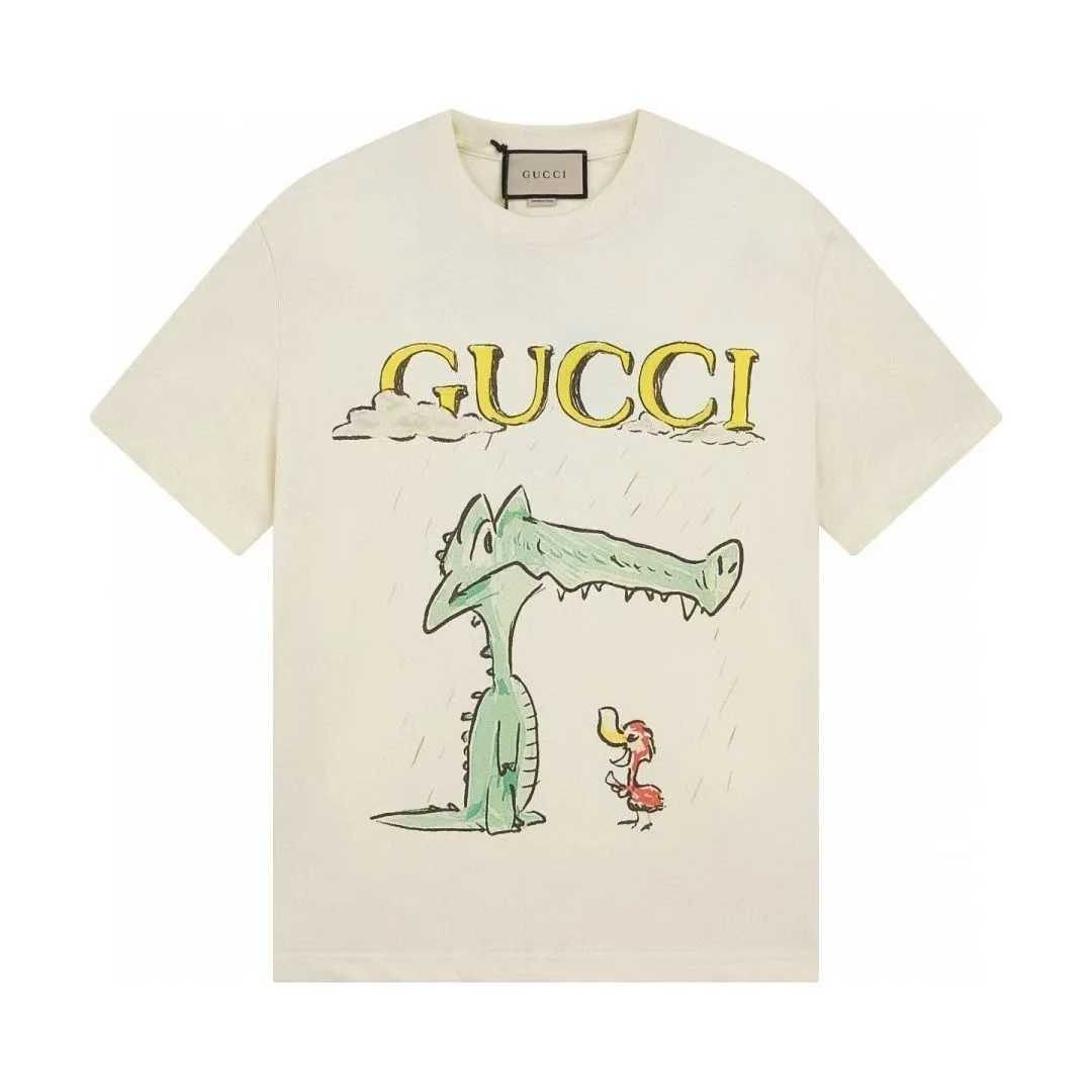 Gucci Gucci Crocodile Print T-Shirt Cream Cream - 1