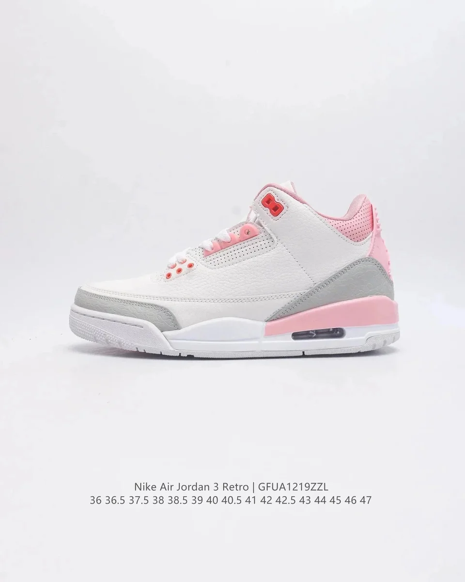 Jordan Nike Air Jordan 3 Retro White Pink Grey Sneakers White - 1