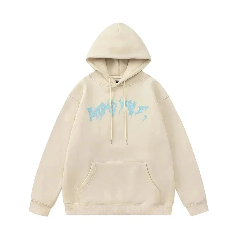 Essentials Unisex Beige Hoodie with Blue Graphic Print Beige - 1
