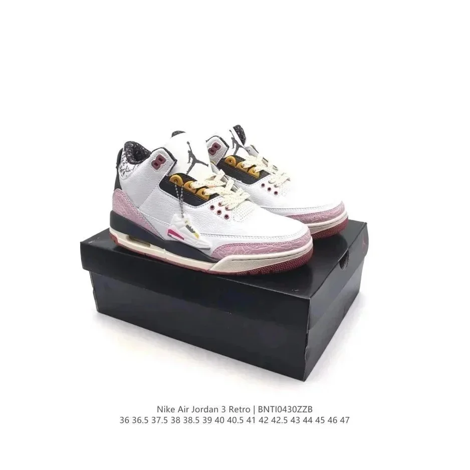 Jordan Nike Air Jordan 3 Retro White Pink Sneakers White - 1