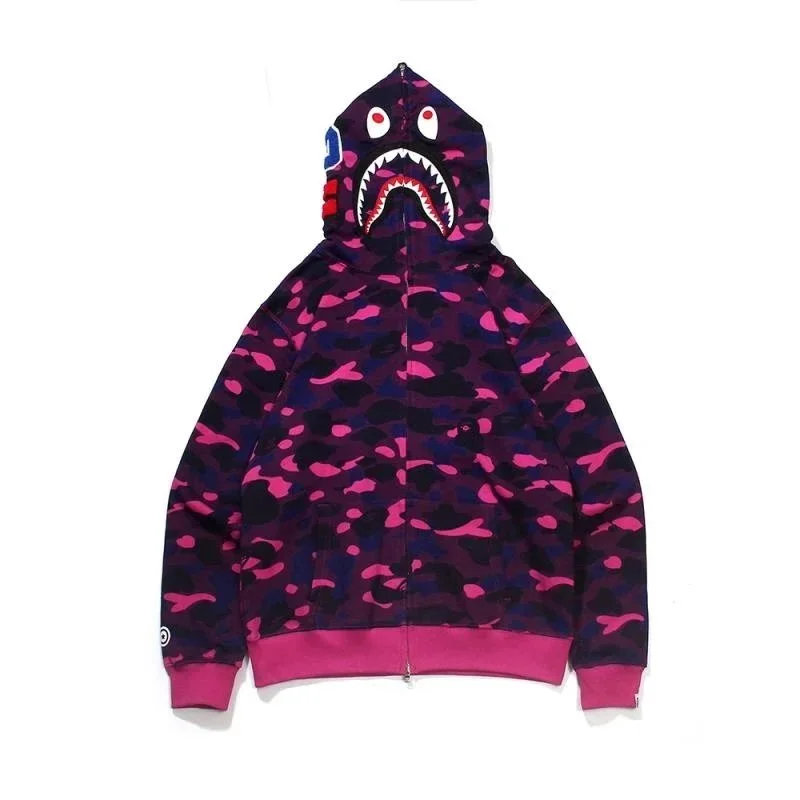 A Bathing Ape A Bathing Ape BAPE STA Shark Hoodie Purple Camo Purple - 1