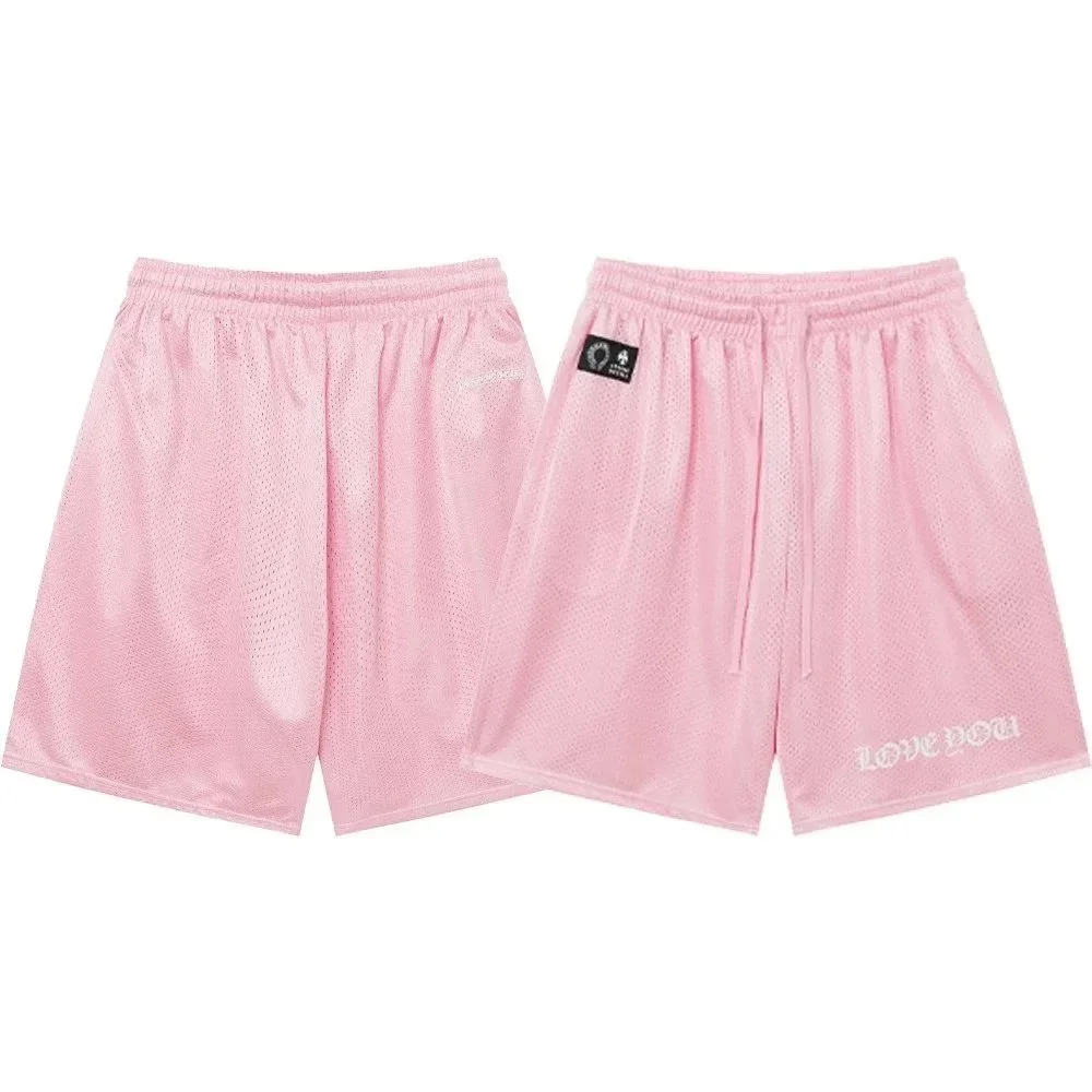 Other Pink Mesh Basketball Shorts 'Love You' Print Pink - 1