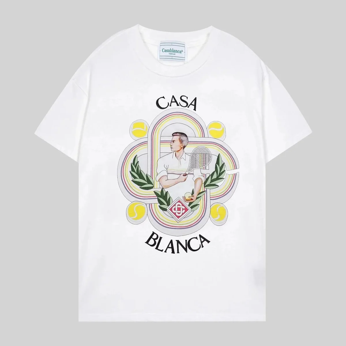 Casablanca Casablanca Casa Blanca White Tennis Print T-Shirt White - 1