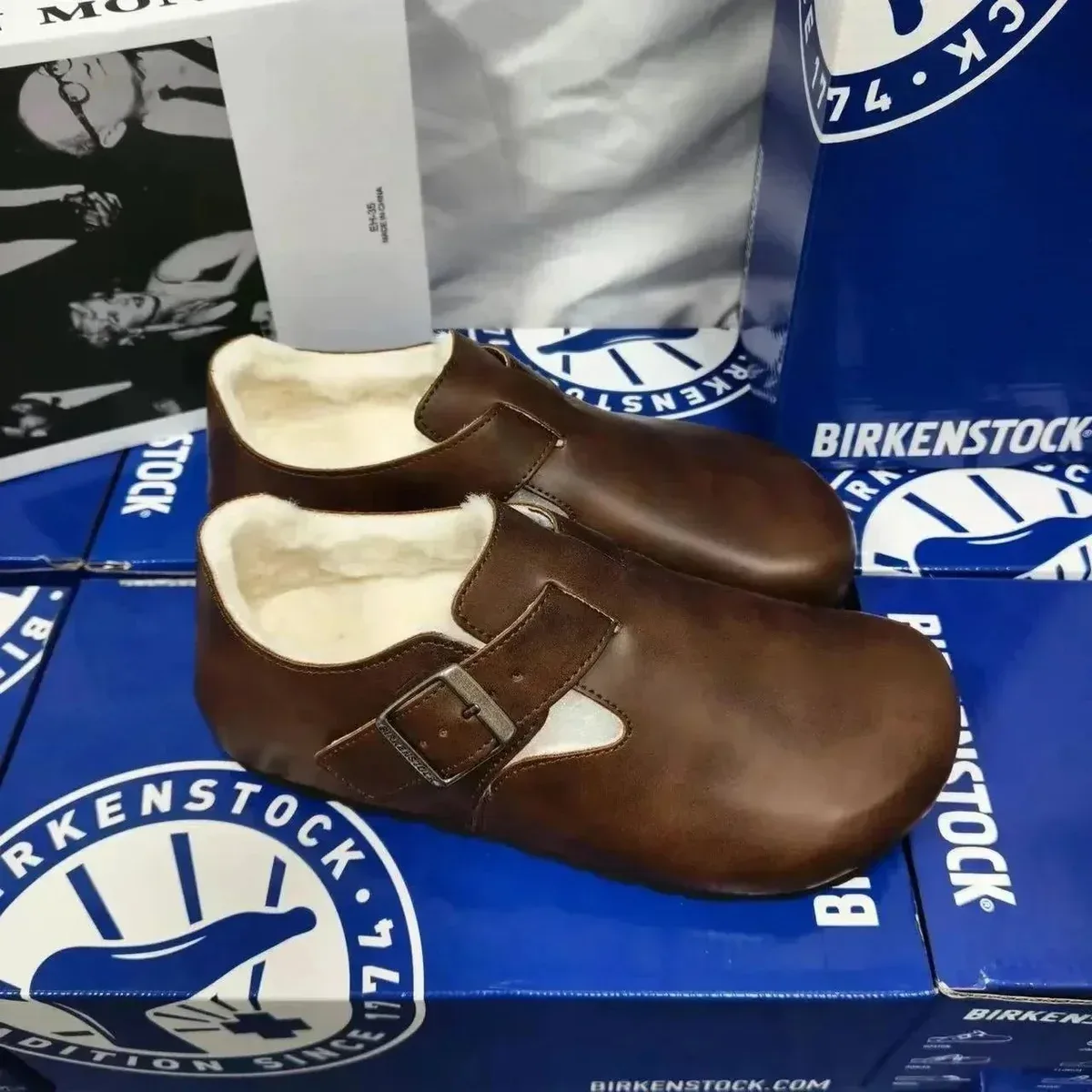 Birkenstock Birkenstock Boston Brown Leather Loafers Brown - 1