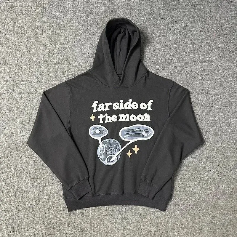 Other Unisex Far Side of the Moon Graphic Hoodie Black - 1