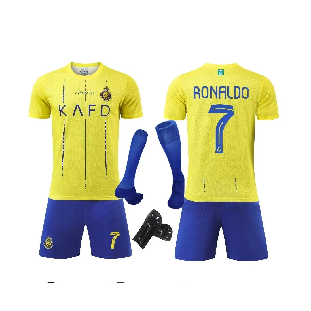Other Ronaldo #7 Yellow & Blue Soccer Jersey Set Yellow - 1
