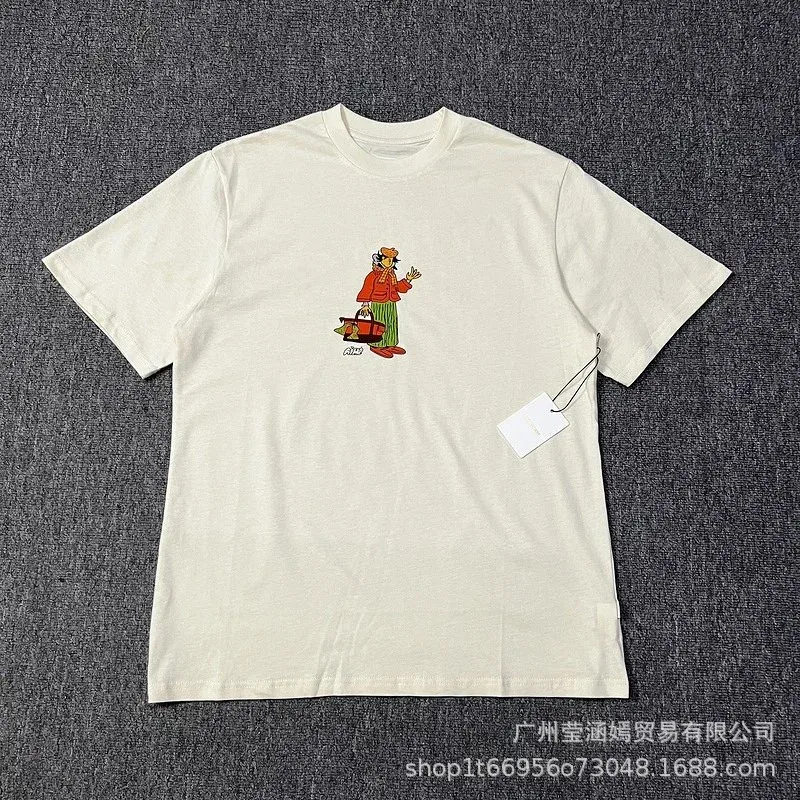 Other Unisex Beige Cartoon Print T-Shirt Beige - 1
