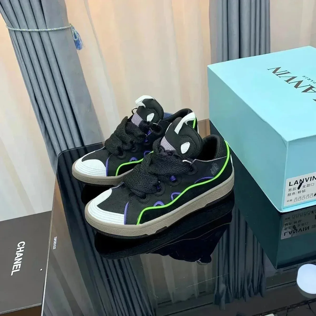 Lanvin Lanvin Black & Green Low-Top Sneakers Black - 1