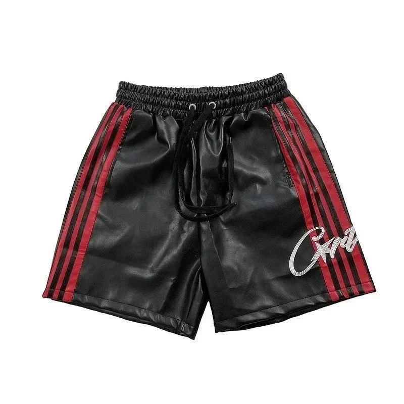 Other Black & Red Leather-Look Shorts with Stripes Black - 1