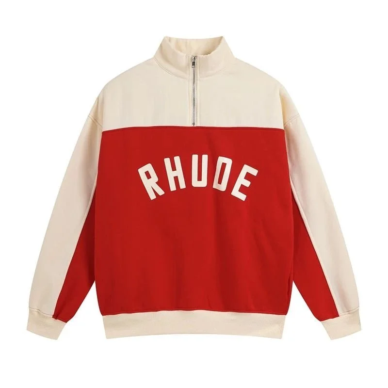 Rhude Rhude Rhecess Red & Cream Half-Zip Sweatshirt Red - 1
