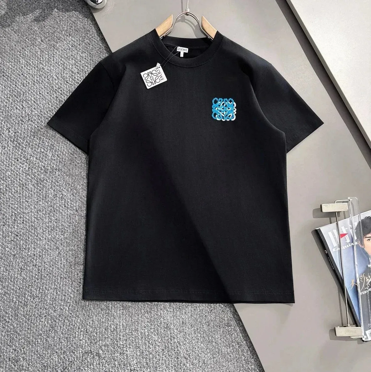 Loewe Loewe Black Blue Embroidered T-Shirt Black - 1