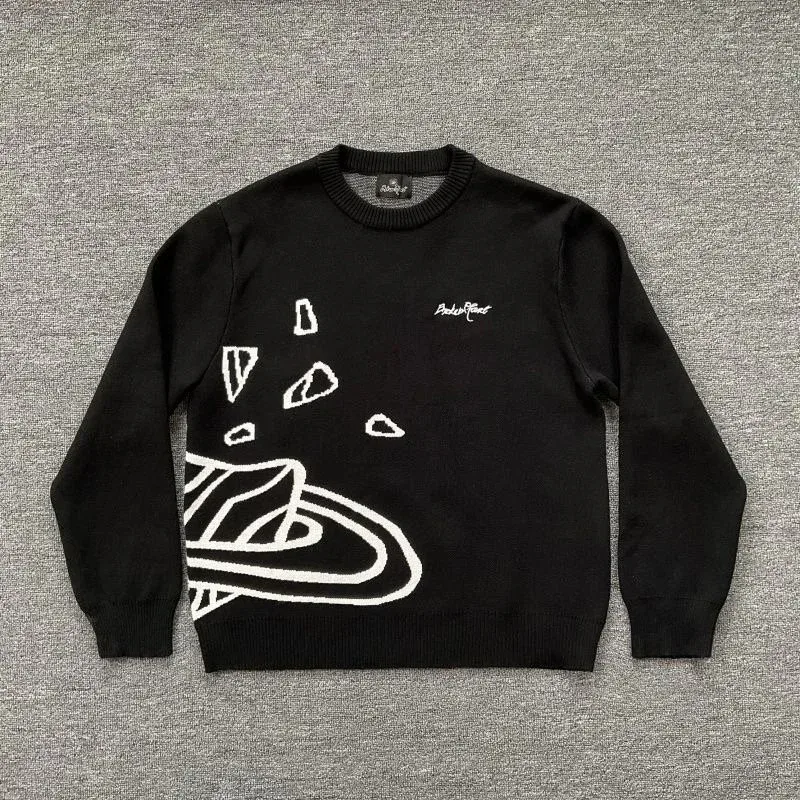 Acne Studios Acne Studios Face Black Graphic Knit Sweater Black - 1