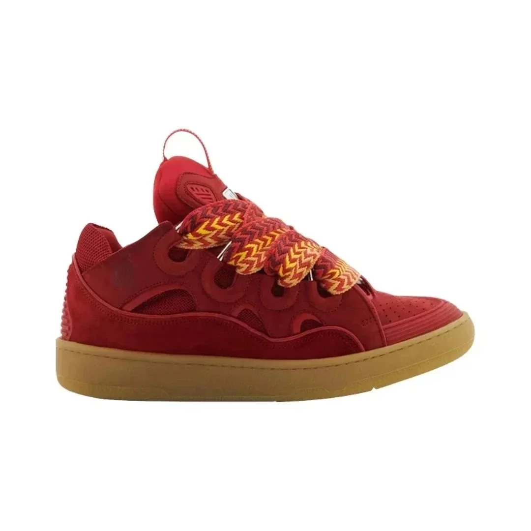 Balenciaga Red Suede Sneakers with Braided Laces Red - 1