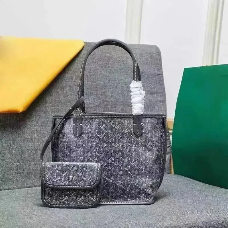 Goyard Goyard Saint Louis Monogram Tote & Coin Purse Set Grey - 1