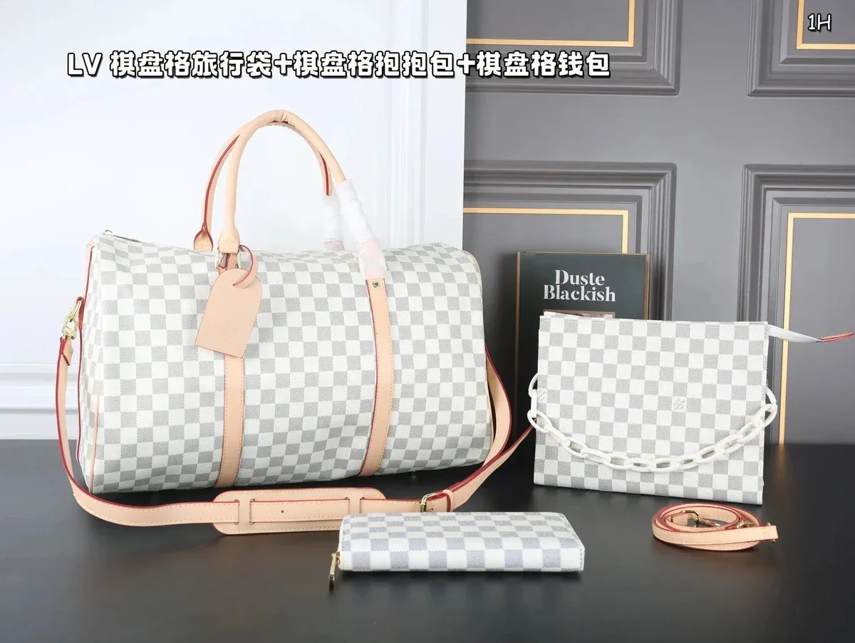 Louis Vuitton Louis Vuitton Keepall Travel Bag + Shoulder Bag + Wallet Set Grey