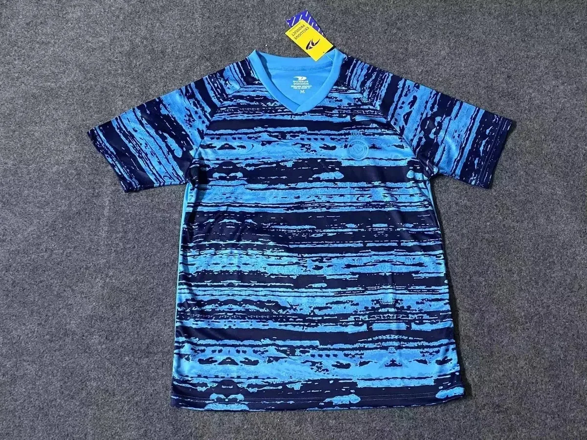 Other Unisex Blue Striped V-Neck T-Shirt Blue - 1