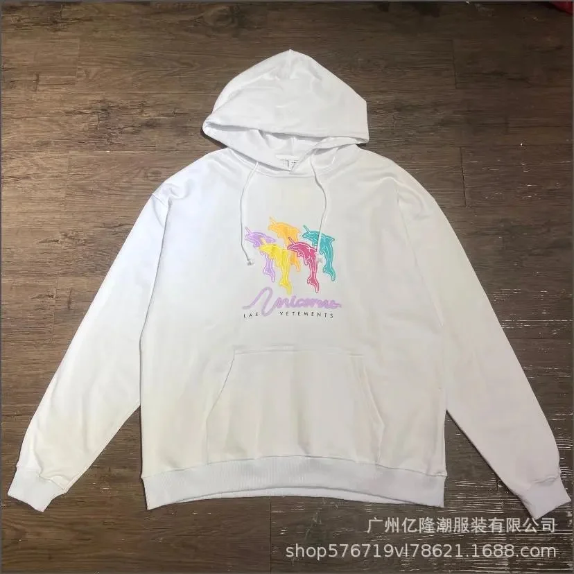 Other Unisex White Unicorn Graphic Hoodie White - 1