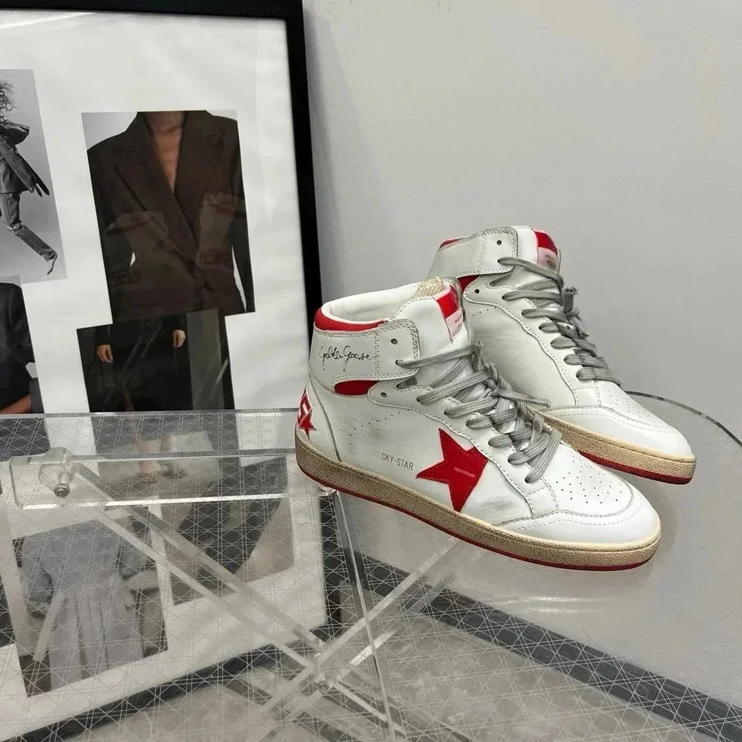 Golden Goose Golden Goose Super-Star White Red High Top Sneakers White - 1